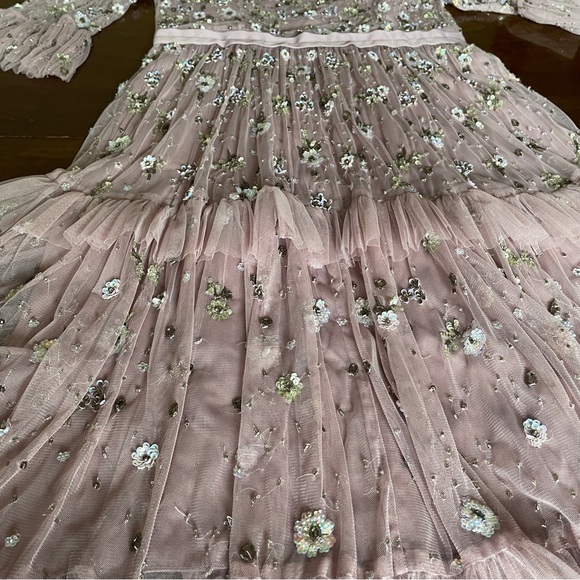 NWT Needle & Thread Pink Embellished Midi Dress - Picture 7 of 11
